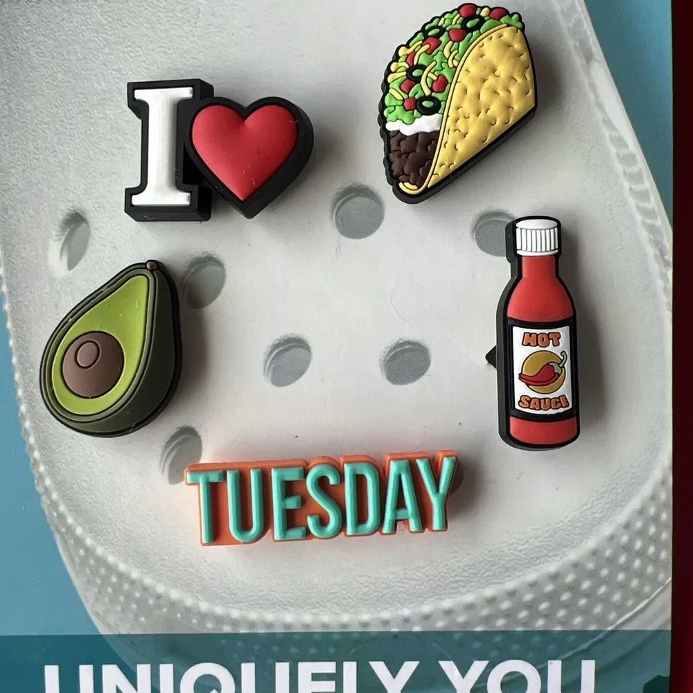 Crocs Uniquely You Taco Tuesday Avocado‎ Hot Sauce I Heart Jibbitz Charms New